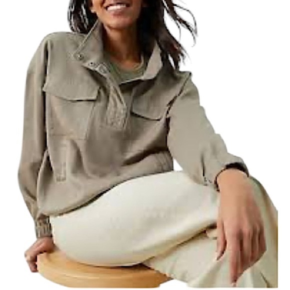 Upwest Cropped Ecohemp Twill Jacket Taupe Tan Hemp and recycled polyester small - Picture 1 of 16